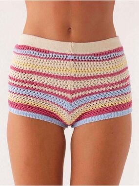 Striped Crochet Shorts